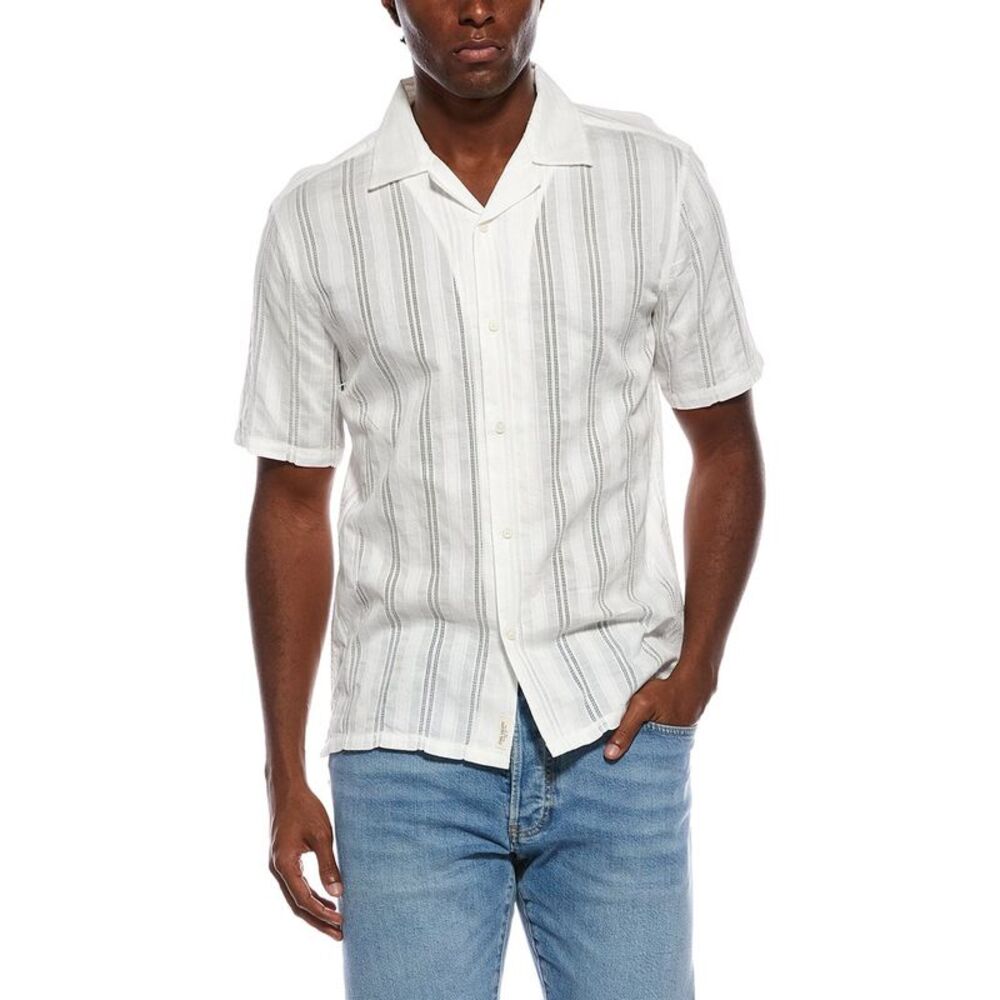 Civil Society Mens  Emilio Relaxed Basket Weave Shirt, White